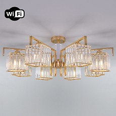 Люстра на штанге Eurosvet April 10126/8 золото/прозрачный хрусталь Strotskis Smart