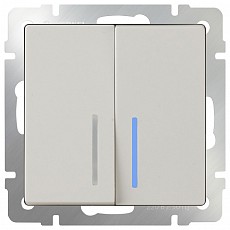 Выключатель двухклавишный с подсветкой без рамки Werkel Слоновая кость WL03-SW-2G-LED-ivory