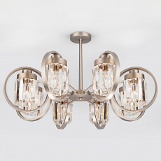 Люстра на штанге Eurosvet Loraine 10128/8 сатин-никель/прозрачный хрусталь Strotskis Smart (10095/8)