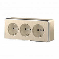 Розетка влагозащищенная с заземлением и шторками Werkel Gallant (шампань рифленый) WL15-02-05 (шампань рифленый)
