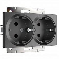 Розетка двойная с заземлением без рамки Werkel  WL04-SKG-02-IP20 (графит рифленый)