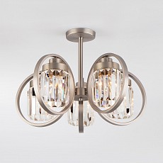 Люстра на штанге Eurosvet Loraine 10095/5 сатин-никель/прозрачный хрусталь Strotskis