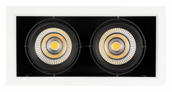 Встраиваемый светильник Arlight CL-KARDAN-S375x190-2x25W Warm3000 (WH-BK, 30 deg) 028863