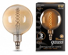 Лампа светодиодная Gauss LED Vintage Filament Flexible E27 8Вт 2400K 154802008