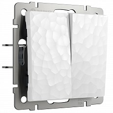 Выключатель проходной двухклавишный без рамки Werkel Hammer белый W1222001