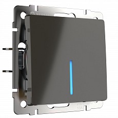 Выключатель проходной одноклавишный с подсветкой без рамки Werkel  WL07-SW-1G-2W-LED (серо-коричневый)