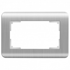 Рамка для двойной розетки Werkel Серебряный рифленый WL12-Frame-01-DBL