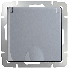 Розетка влагозащищенная с заземлением и шторками, без рамки Werkel Серебряный WL06-SKGSC-01-IP44