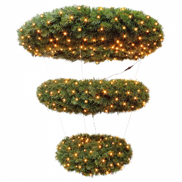 Венки хвойные [120 см] Венок-Люстра Элегантный с лампами зеленый 72037