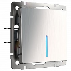 Выключатель проходной одноклавишный с подсветкой без рамки Werkel глянцевый никель W1112102