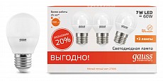 Набор ламп светодиодных Gauss LED Elementary E27 7Вт 3000K 53217T