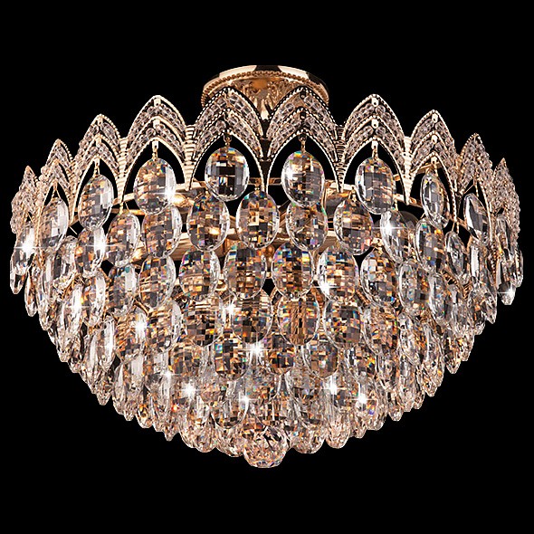 Люстра на штанге Eurosvet Malvina 3649/6 золото/прозрачный хрусталь  Strotskis