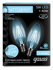 Набор ламп светодиодных Gauss Filament E14 5Вт 4100K 103801205P