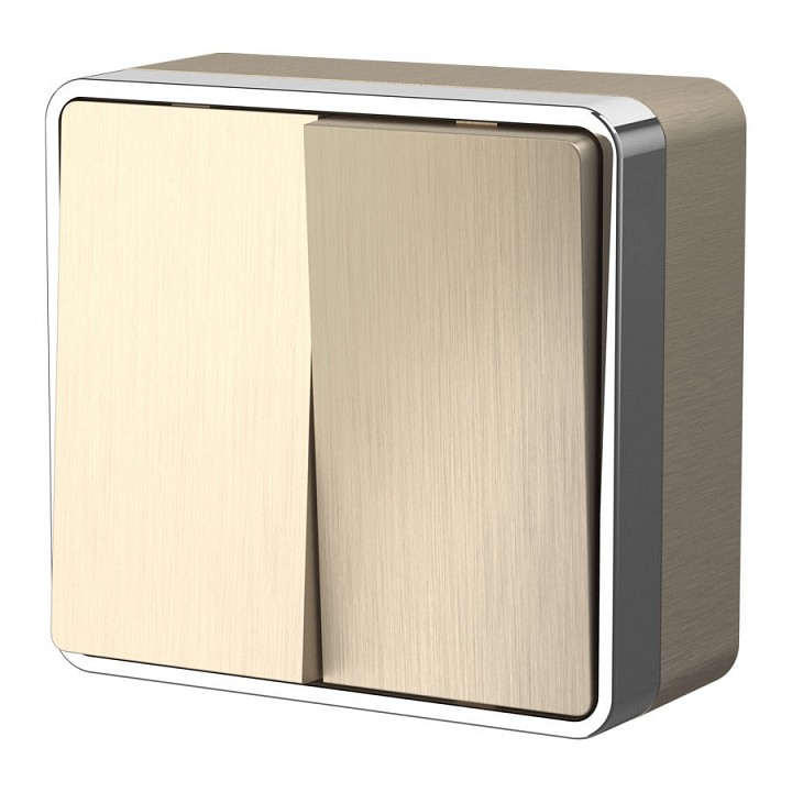 Выключатель двухклавишный Werkel  WL15-03-01 (шампань рифленый)