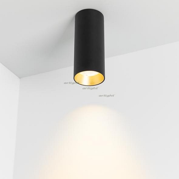 Накладной светильник Arlight SP-POLO-SURFACE-R65-8W Warm3000 (BK-GD, 40 deg) 027508