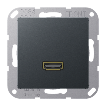 JUNG Антрацит HDMI разъём с несущей платой и накладкой 