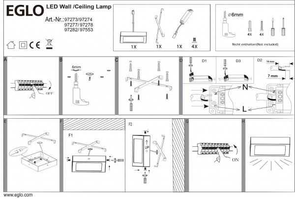 Накладной светильник Eglo ПРОМО Fueva 1 97278