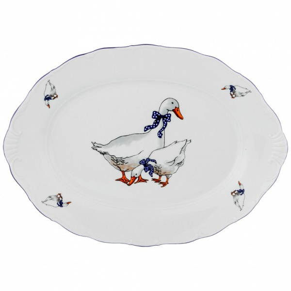 Блюдо декоративное (40х28х4 см) Гуси 658-021
