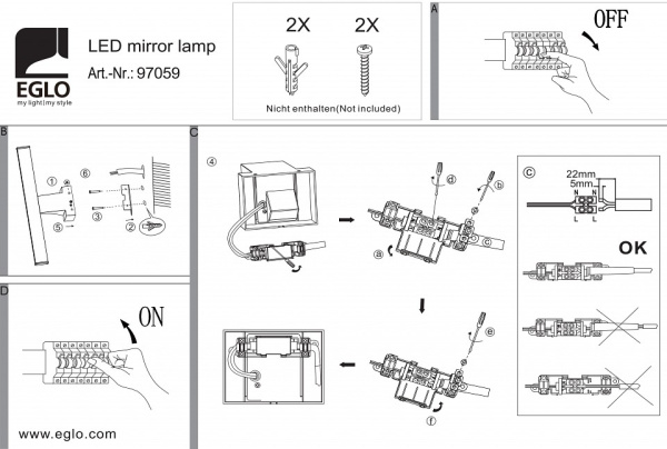 Подсветка для зеркала Eglo Pandella 2 97059