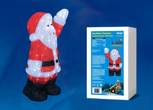 Дед Мороз световой Uniel Дед Мороз ULD-M3860-120/STA WHITE IP20 XMASMAN