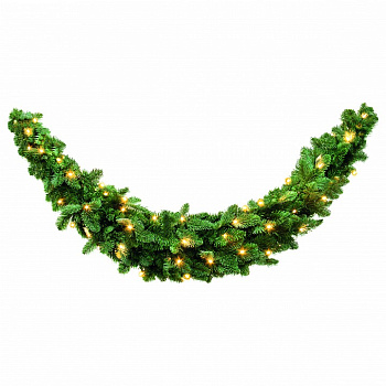 Гирлянда хвойная [1.8 м] Сваг Нормандия с лампами зеленый 73686