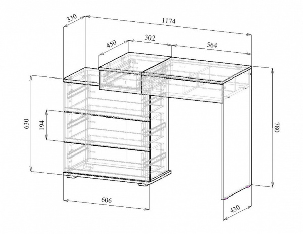 Стол туалетный Нуар-6