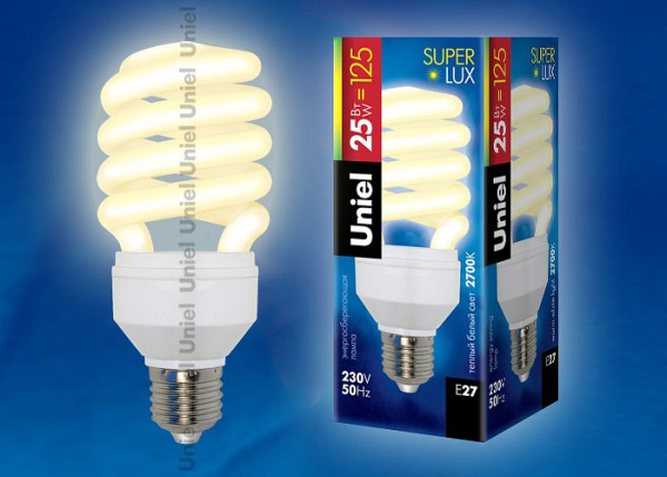 Лампа компактная люминесцентная Uniel  E27 25Вт 2700K 00665