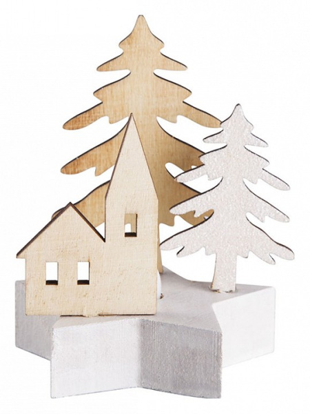 Композиция световая [9х8х10 см] Домик в лесу 504-043