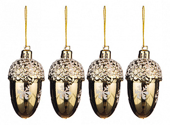 Набор из 4 елочных игрушек Желуди 858-135