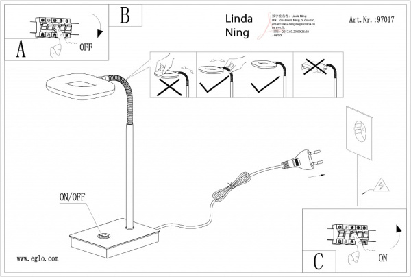 Настольная лампа офисная Eglo ПРОМО Litago 97017