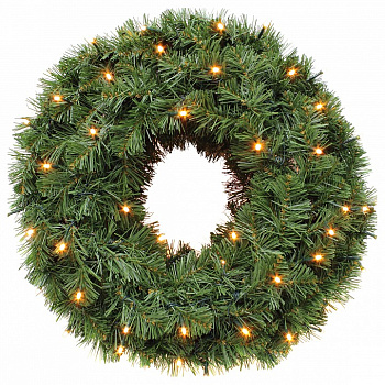 Венки хвойные [60 см] Венок-Люстра Элегантный с лампами зеленый 72034