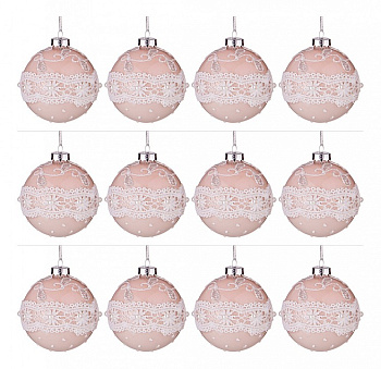 Набор из 12 елочных шаров Кружево 862-235
