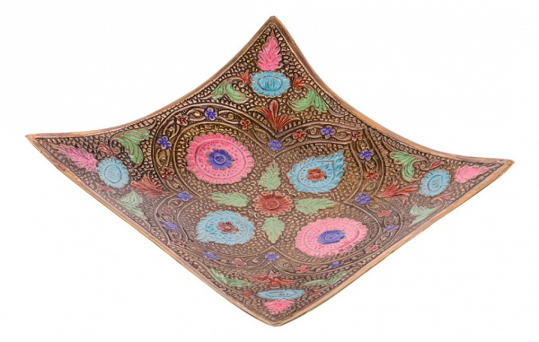 Блюдо декоративное (13х13х4 см) Цветная эмаль 877-508