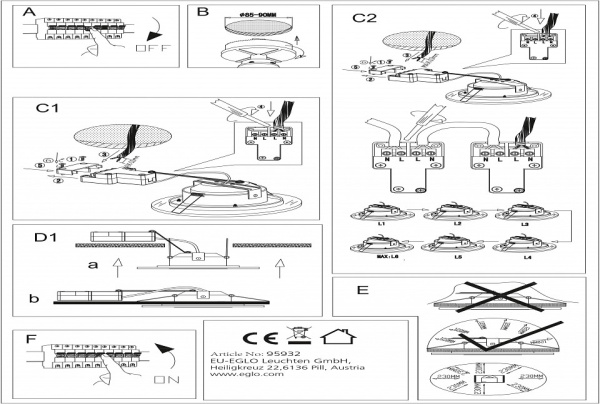 Встраиваемый светильник Eglo ПРОМО Pineda 1 95932