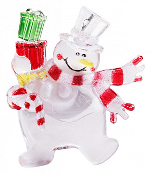 Панно световое (9x7.5 см) Снеговик с подарком 501-022