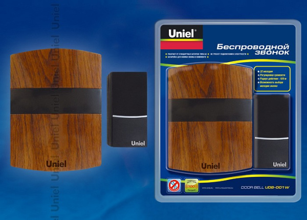 Звонок беспроводной Uniel Udb-001w UDB-001W-R1T1-32S-100M-MB