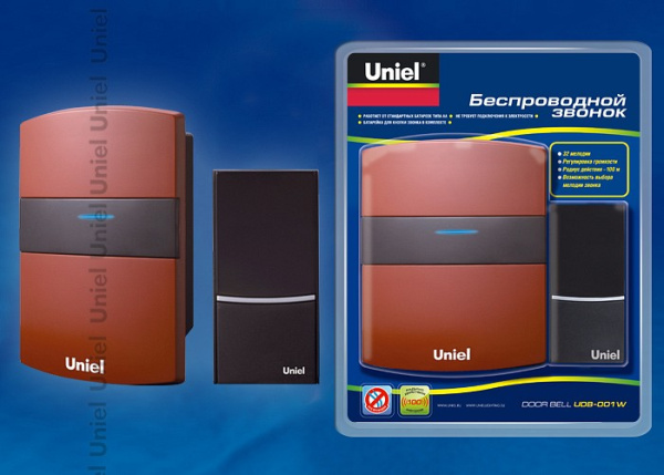 Звонок беспроводной Uniel Udb-001w UDB-001W-R1T1-32S-100M-RD