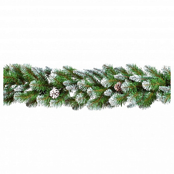 Гирлянда хвойная [1.8 м] Императрица с шишками заснеженная 73825