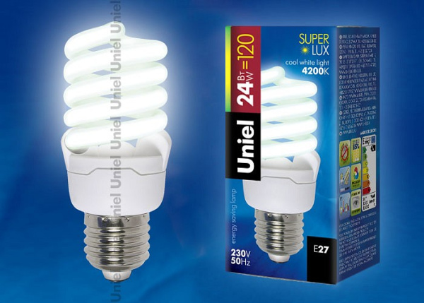 Лампа компактная люминесцентная Uniel  E27 24Вт 4000K 05502