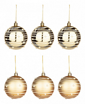 Набор из 6 елочных шаров Red&Gold 858-139