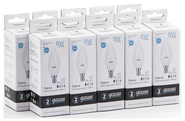 Лампа светодиодная Gauss  E14 8Вт 4100K 33128