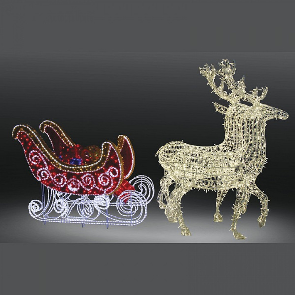Композиция световая (3.5x0.8x1.95 м) Олень с санями 503-112