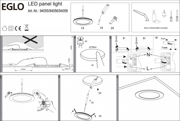 Встраиваемый светильник Eglo ПРОМО Fueva 1 94055