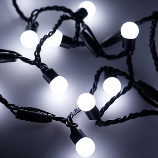 Гирлянда нить [20 м] Ball ARD-BALL-CLASSIC-D17.5-20000-BLACK-200LED WHITE (230V, 14W)