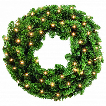 Венки хвойные [90 см] Нормандия с лампами зеленый 73738