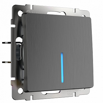 Выключатель одноклавишный с подсветкой без рамки Werkel  WL04-SW-1G-LED (графит рифленый)