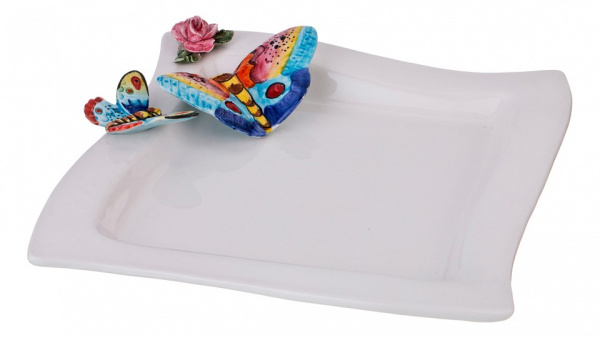 Блюдо декоративное (25х25х6 см) Бабочка 628-637