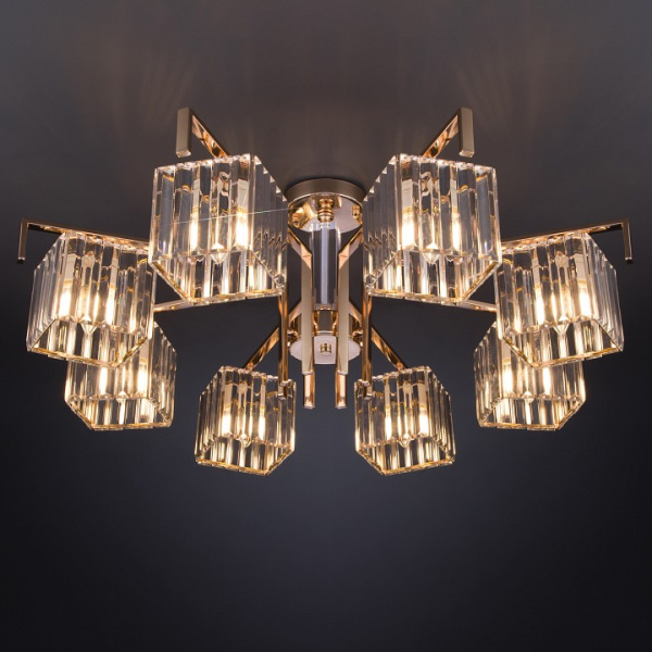 Люстра на штанге Eurosvet April 10126/8 золото/прозрачный хрусталь Strotskis Smart