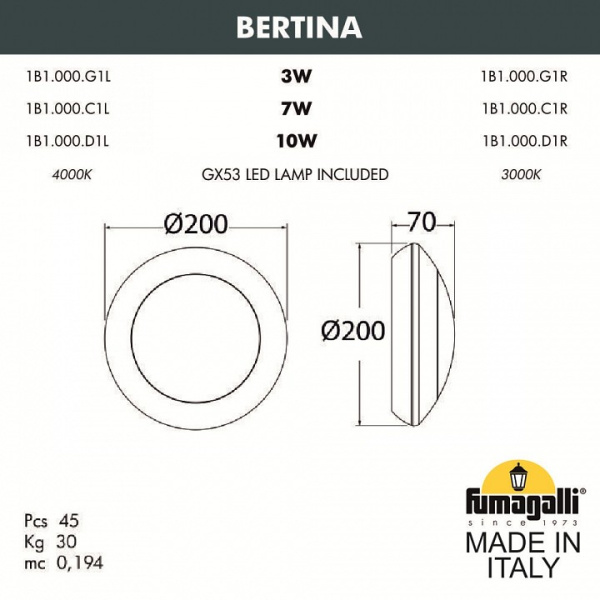 Светильник на штанге Fumagalli Bertina 1B1.000.000.WYD1L