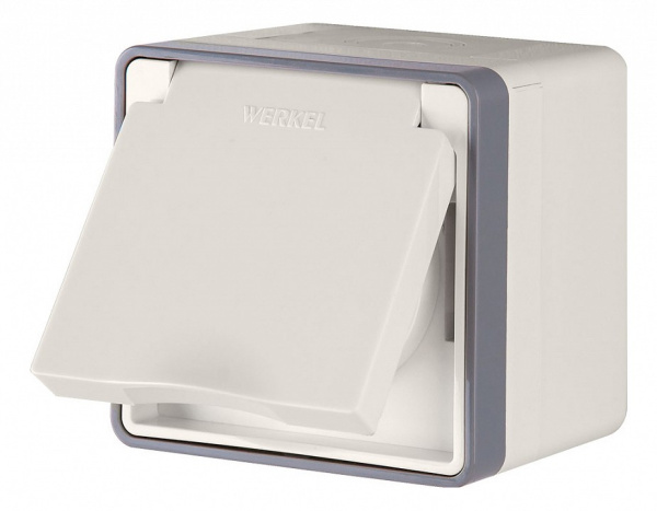 Розетка влагозащищенная с заземлением с крышкой со шторками Werkel  WL15-02-04